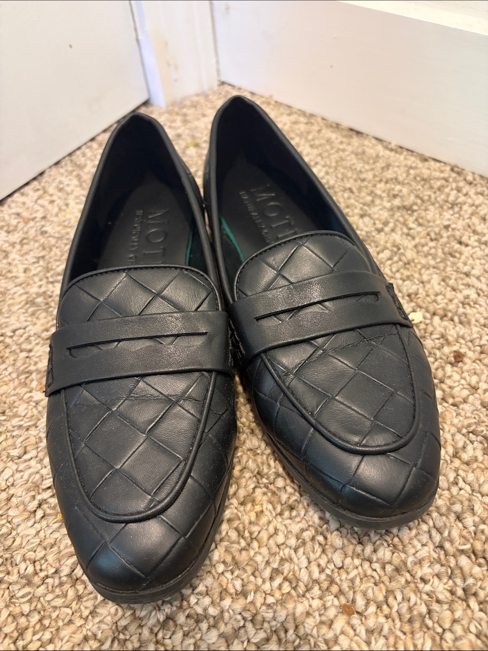 MOTF Black Quilted Leather Slip-On Loafers